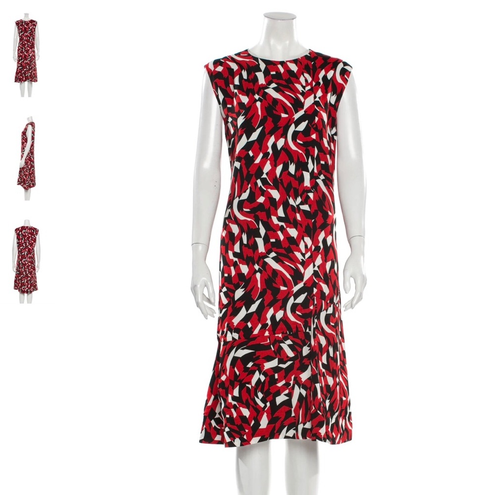 MARNI Colorblock Printed Midi Shift Dress Size M / US6